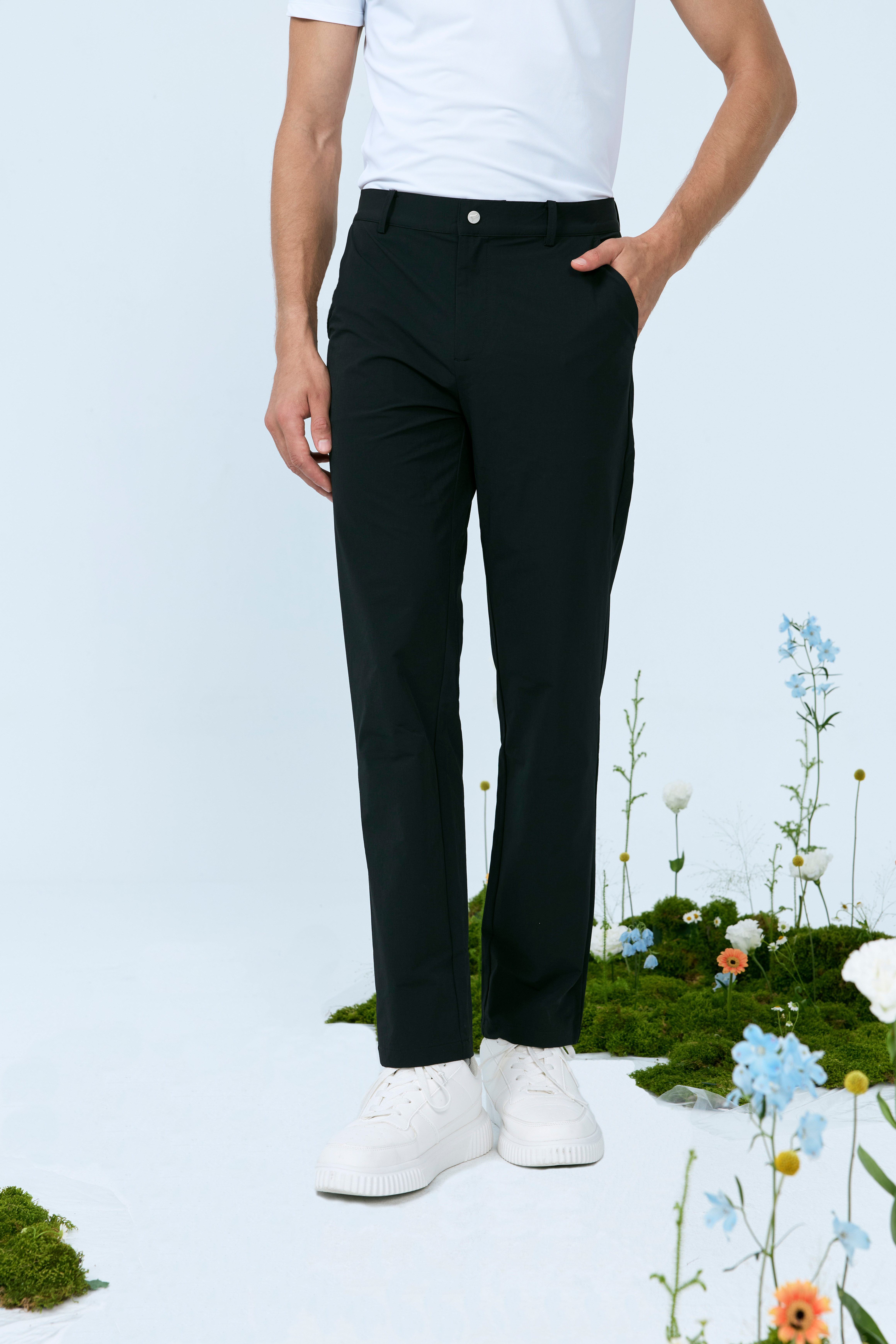 質感小直筒高球長褲-黑色