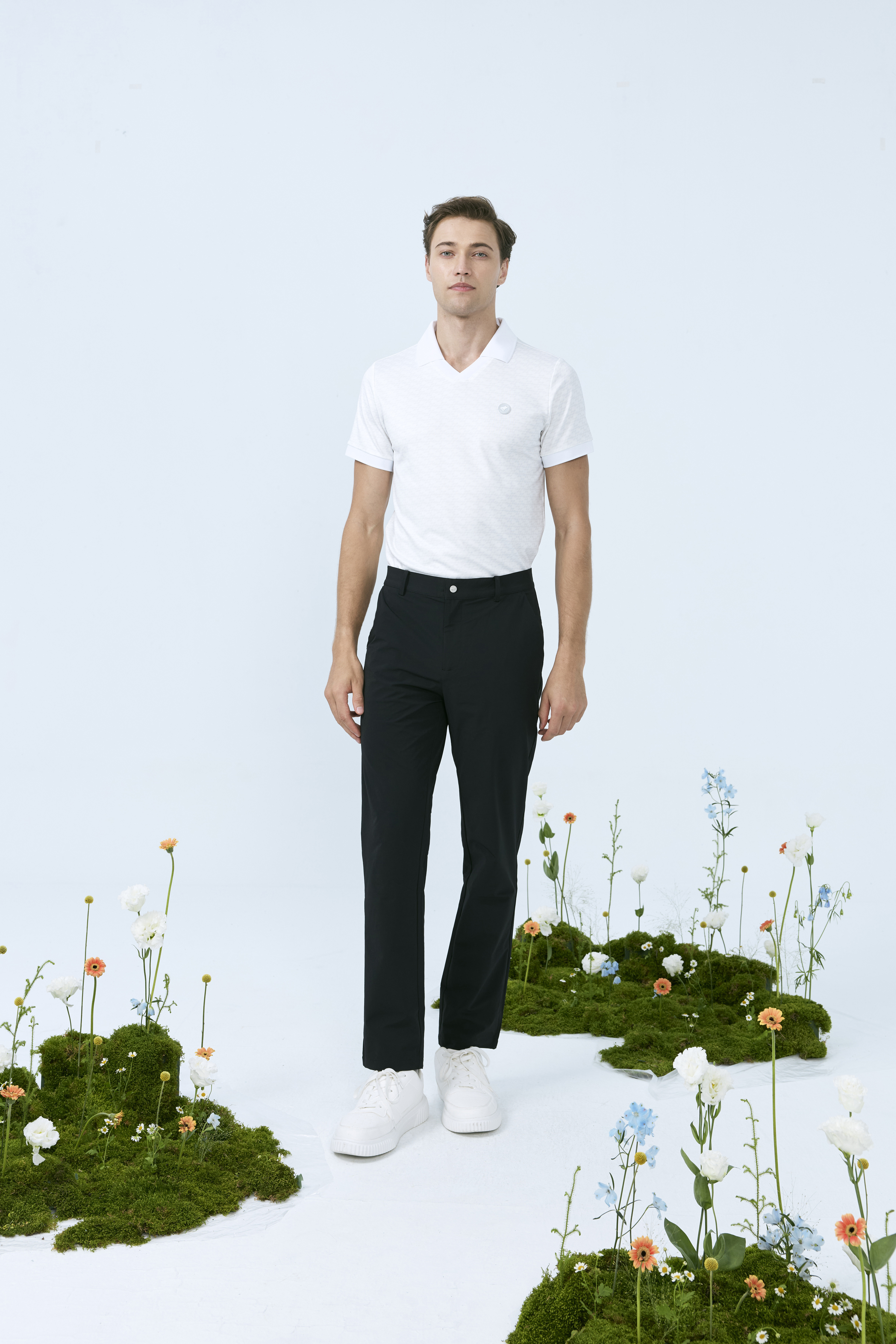 紐曼印花男衫-淺灰藍