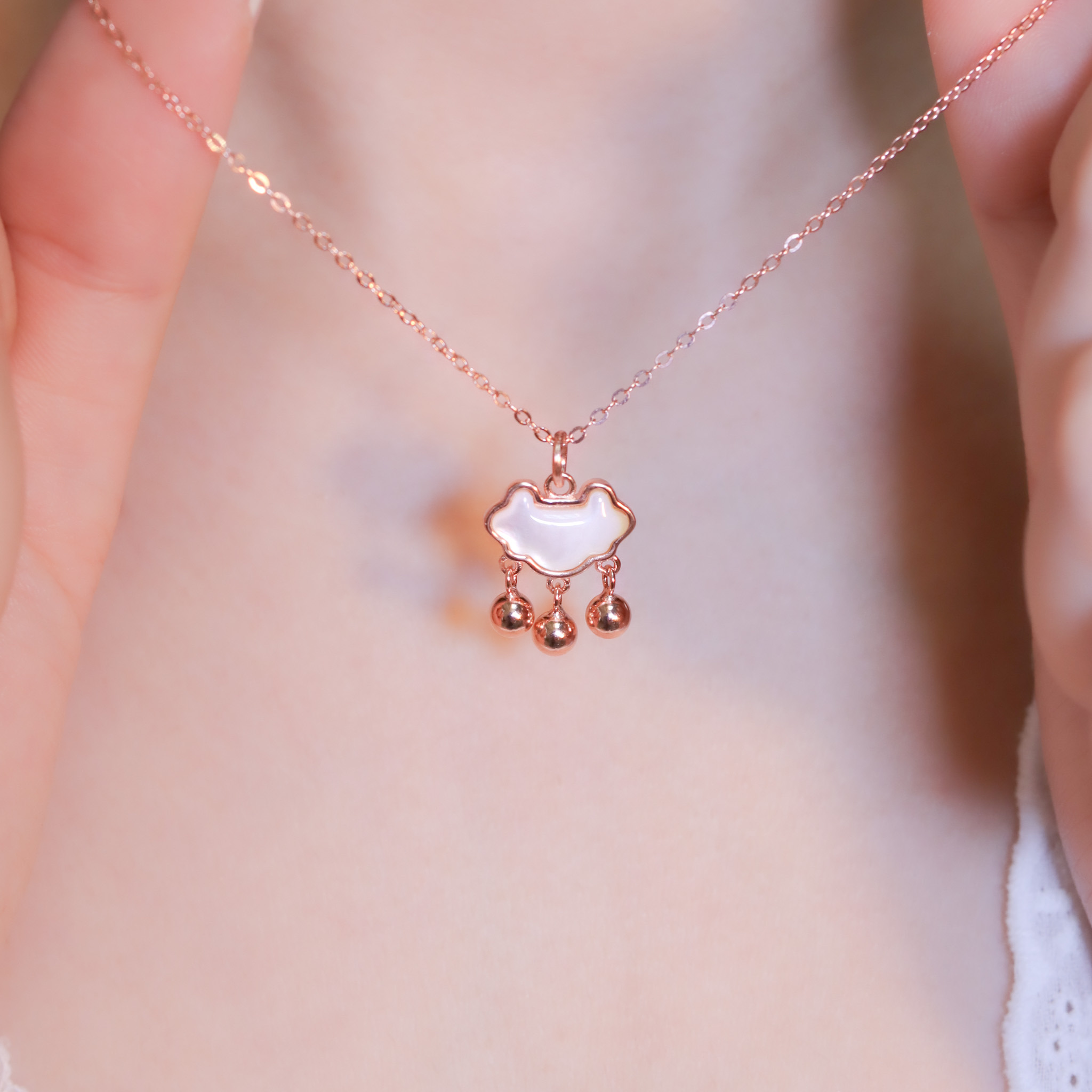 | 925純銀・白金・玫瑰金 | 鎖住幸福項鍊  (銀/玫瑰金) | NE1434 |