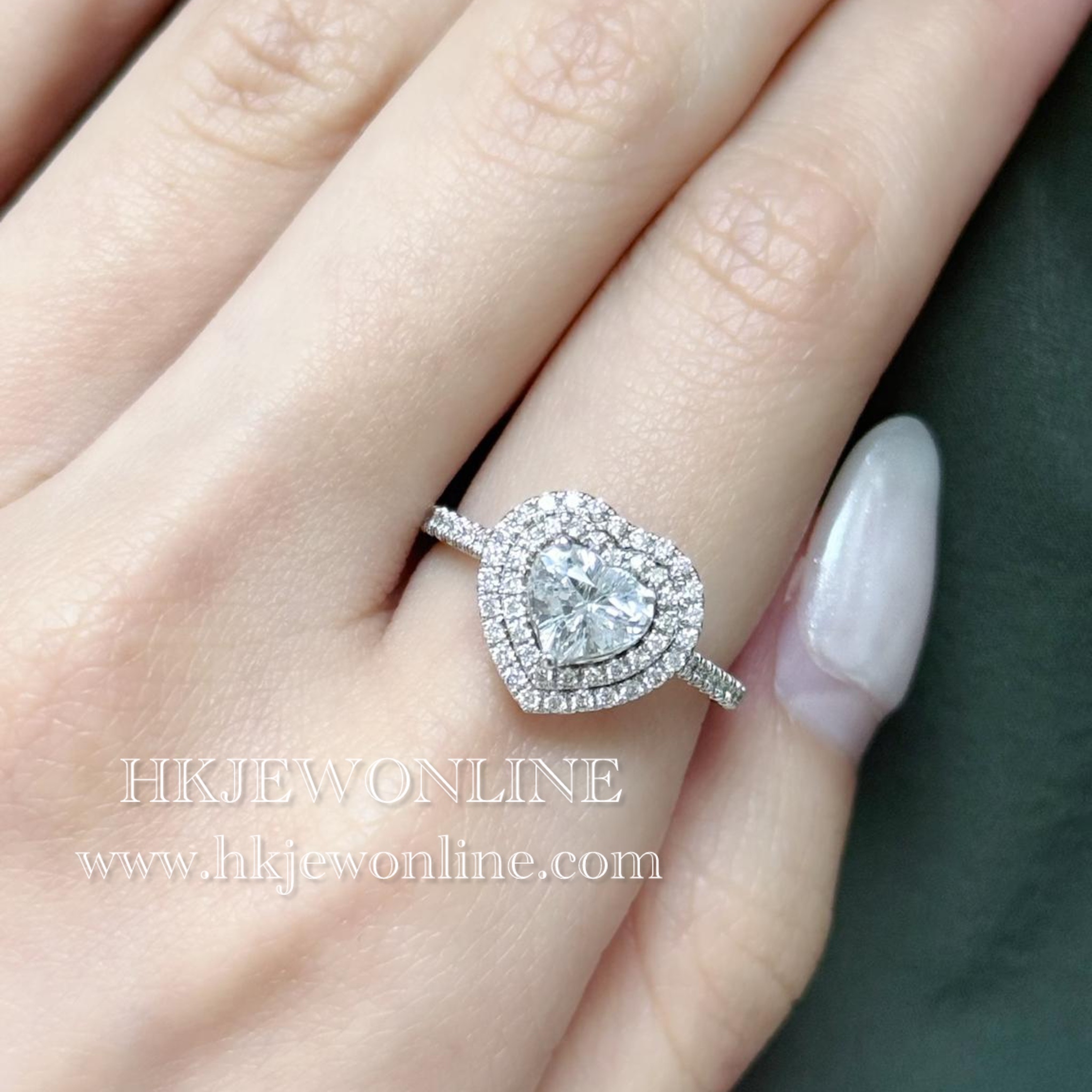 🤍 18K White Gold 1.09ct Unheated Heart Shape White Sapphire Diamond Ring (With CGL Cert)