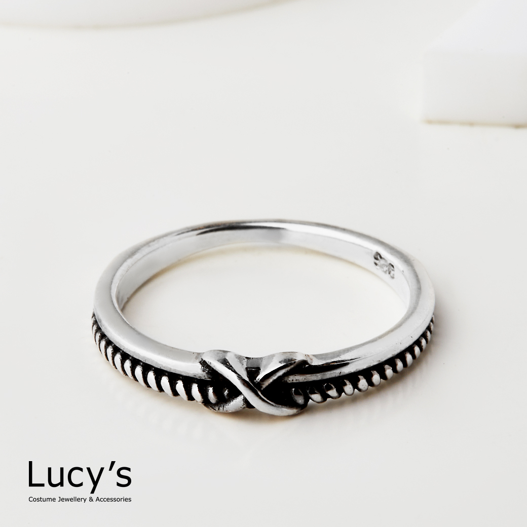 925純銀 交織印記 硫化戒指 (73900)