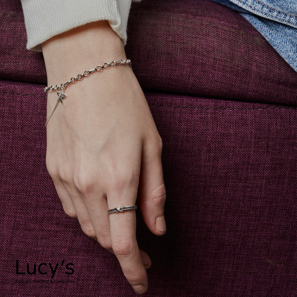 925純銀 交織印記 硫化戒指 (73900)