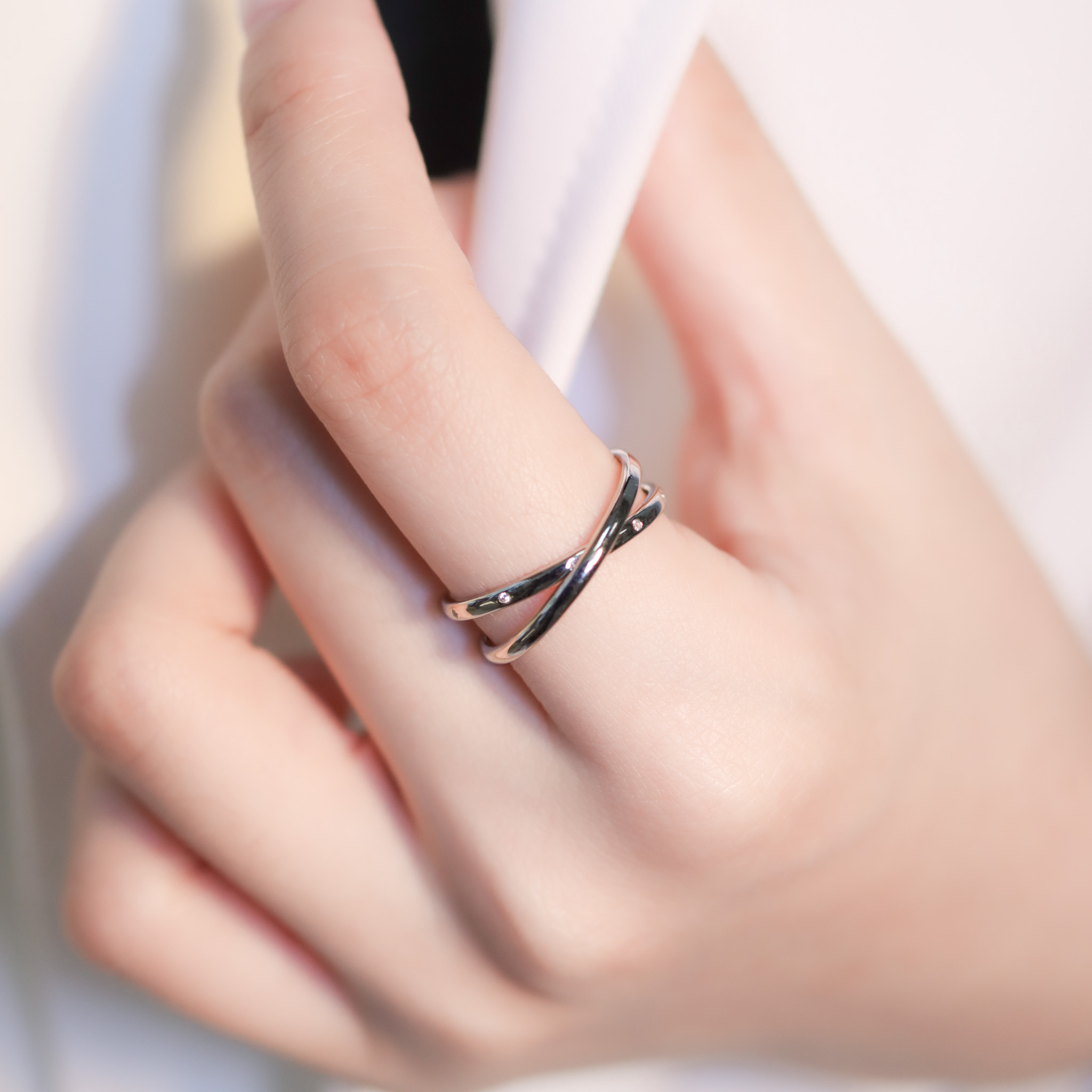 | 925純銀・厚鍍白金 | 變換星軌戒指  | RI0907 |