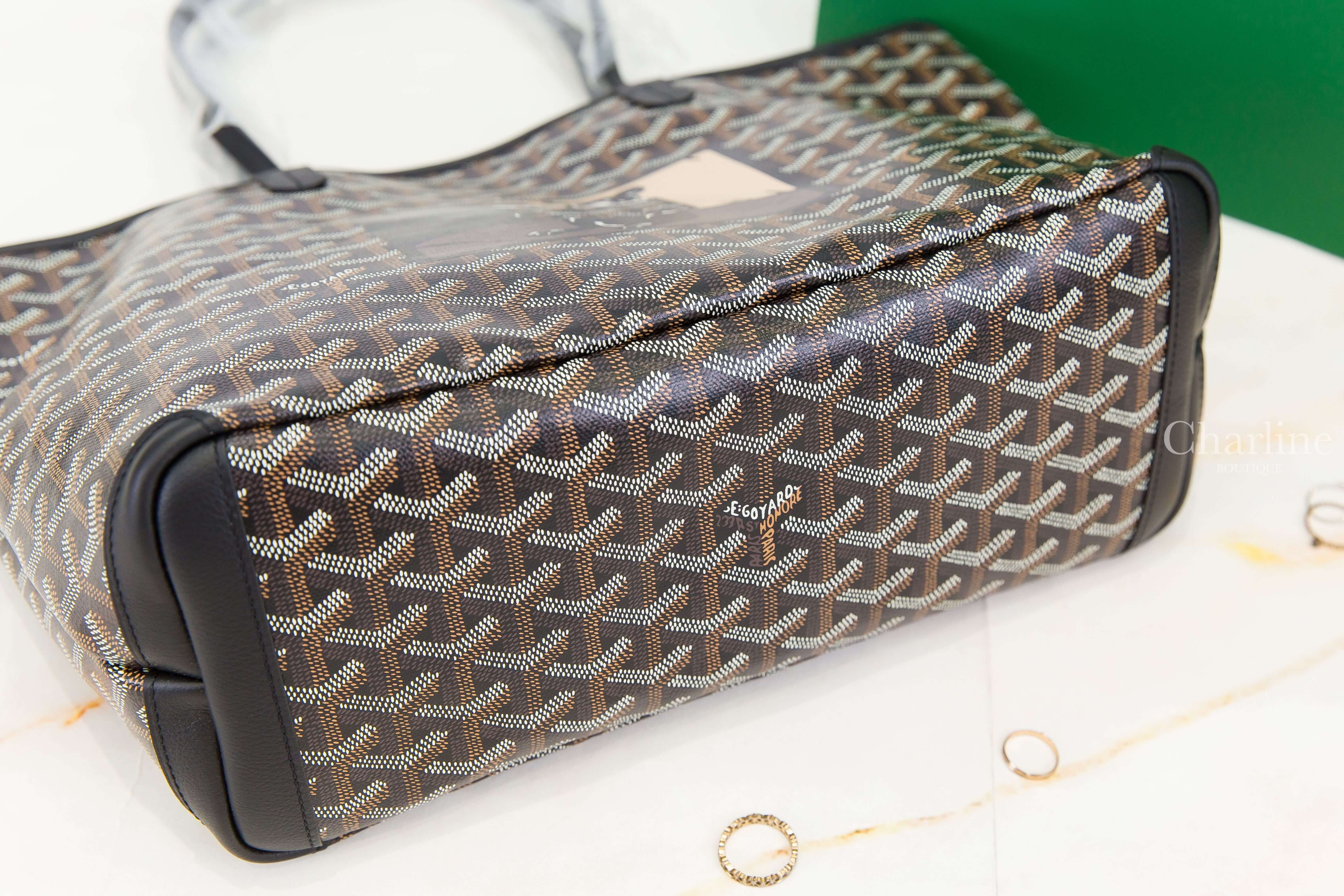 Goyard Artois PM Bag 黑色客製化讀書法鬥彩繪帆布小牛皮同色提把小型拉鍊托特包-Charline Boutique 精品代購