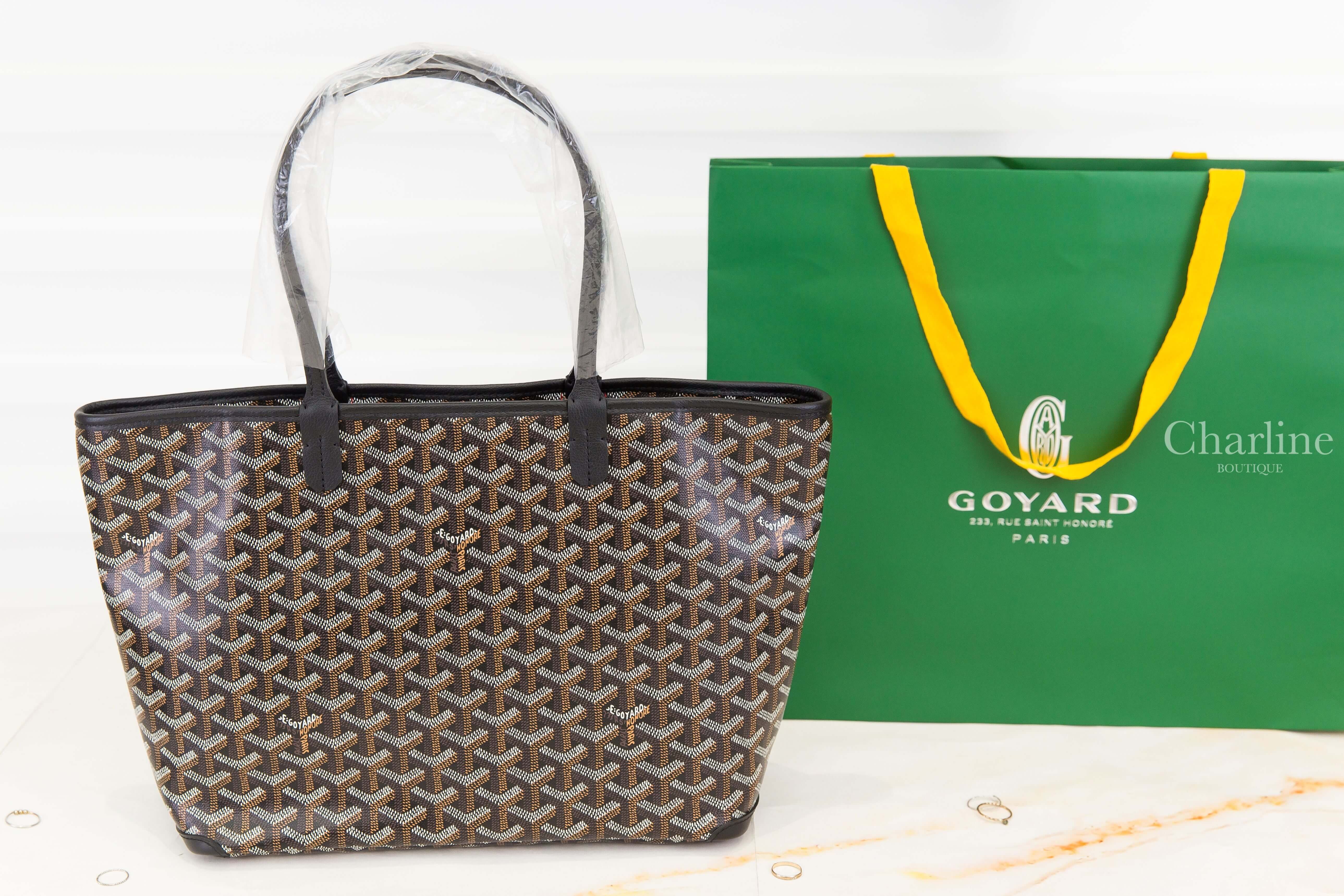 Goyard Artois PM Bag 黑色客製化讀書法鬥彩繪帆布小牛皮同色提把小型拉鍊托特包-Charline Boutique 精品代購