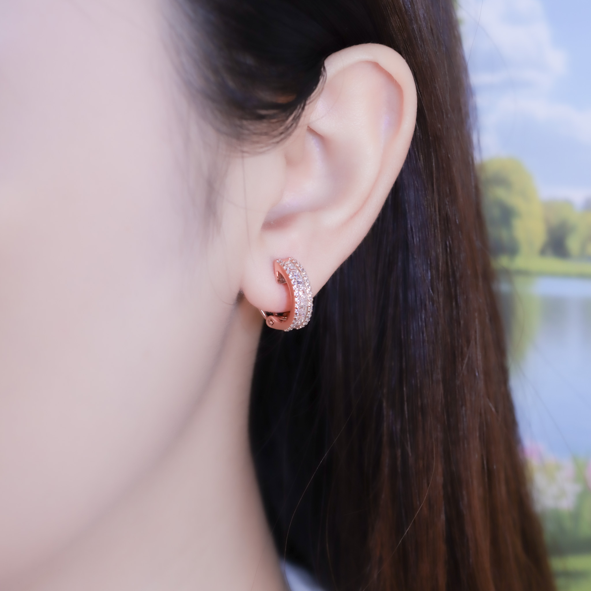 | 925純銀・白金・玫瑰金 | 星空之橋耳環 (銀/玫瑰金) | EA1005 |