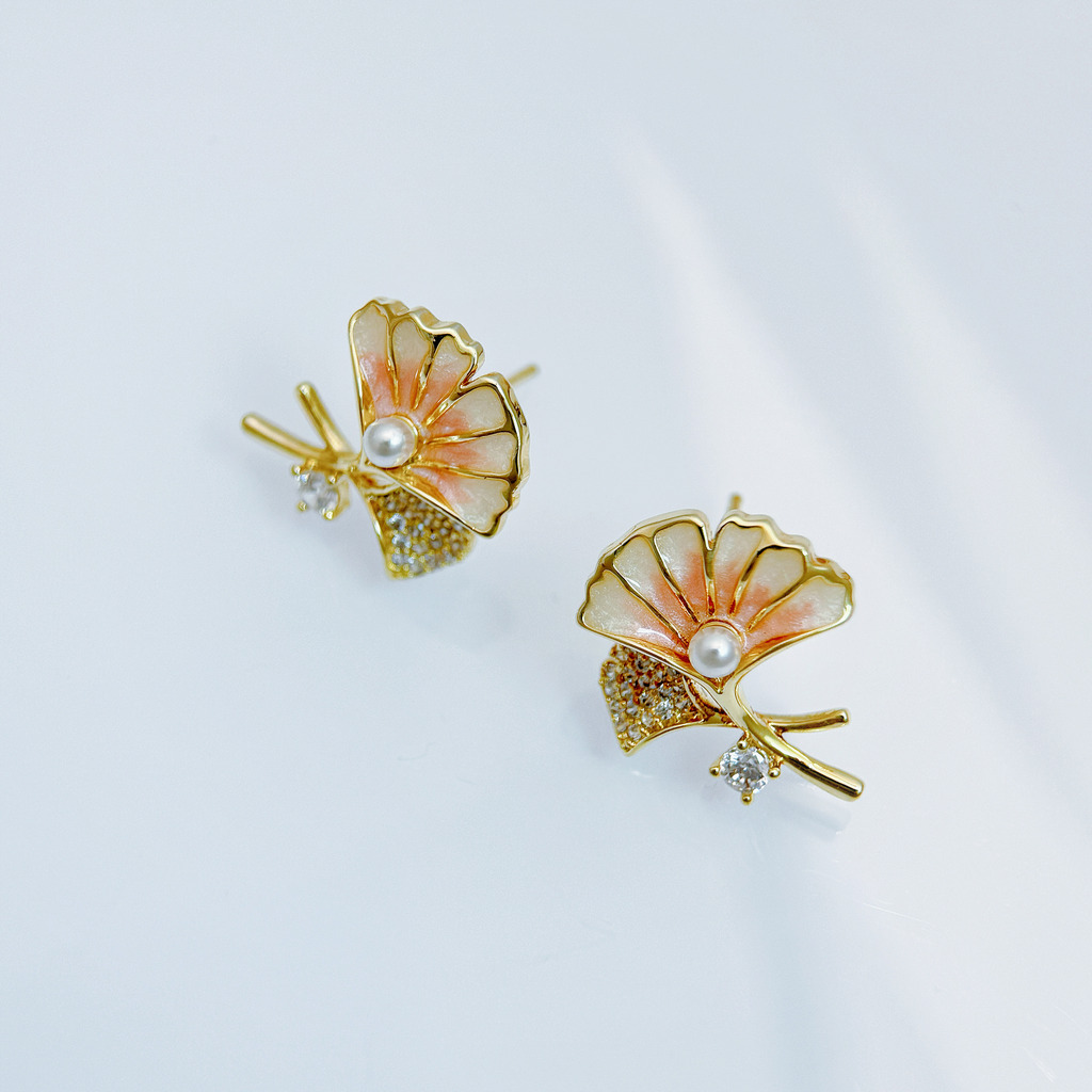 銀杏花語珍珠耳環