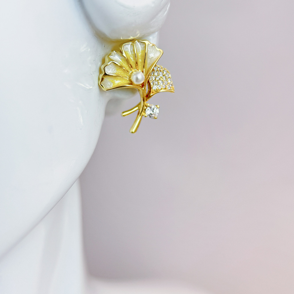 銀杏花語珍珠耳環