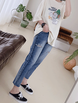 春夏新款/後鬆緊男友褲 MANIFEST正韓🇰🇷