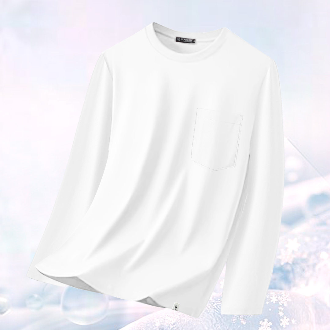 Sorona冰感認證-透沁涼感口袋長袖素T-白色