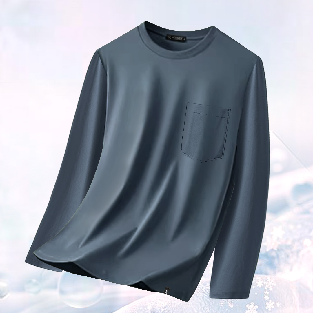 Sorona冰感認證-透沁涼感口袋長袖素T-玄青