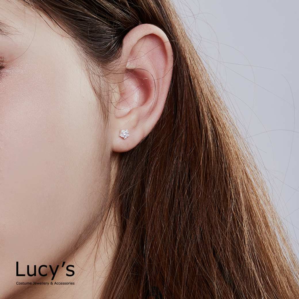 925純銀 晶鑽星 轉珠耳環 (118961)