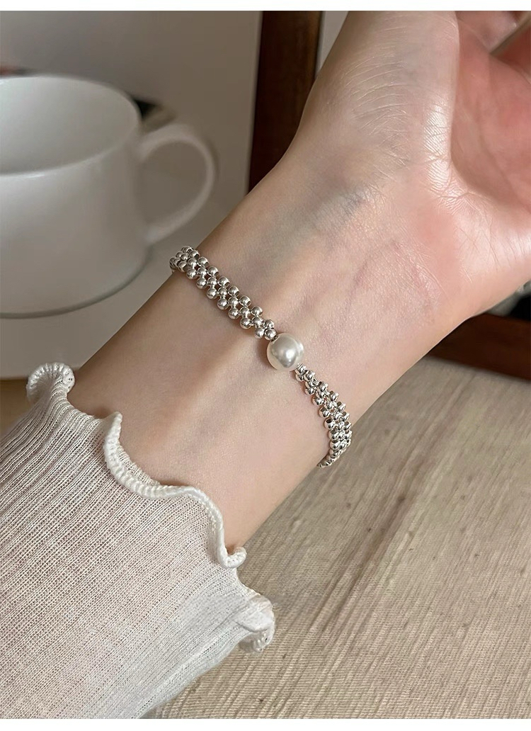 S925珍珠&銀珠編織手鏈