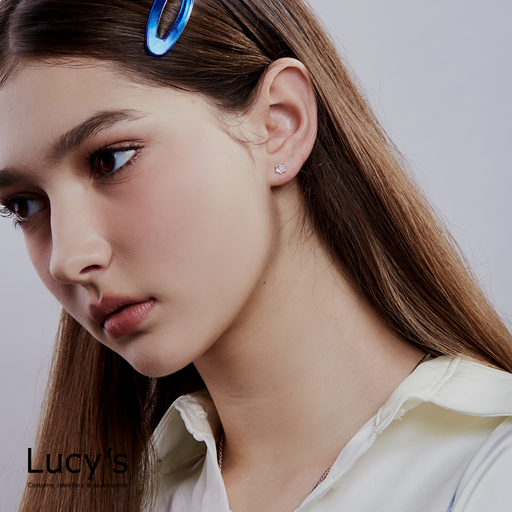 925純銀 純淨單鑽 耳環 (二色) (123270/123271)