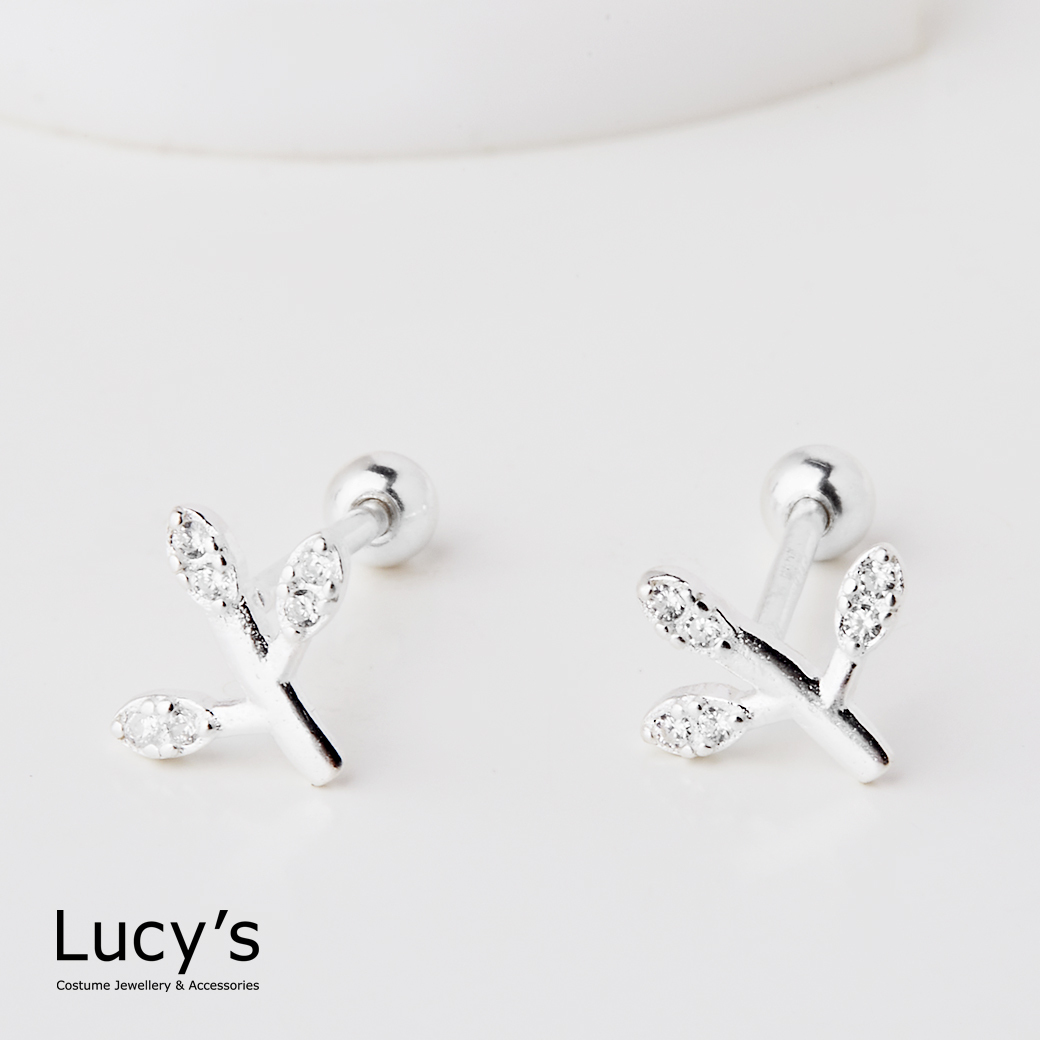 925純銀 春芽 轉珠耳環 (121655)