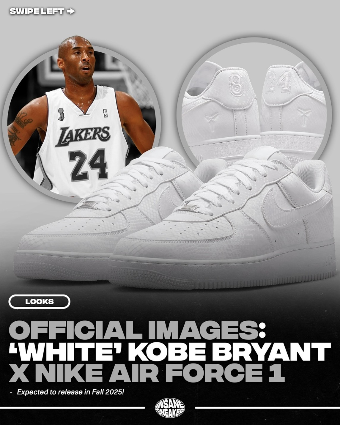 Kobe Bryant x Nike AF1 Forever White 蛇麟 白 IB0018-100