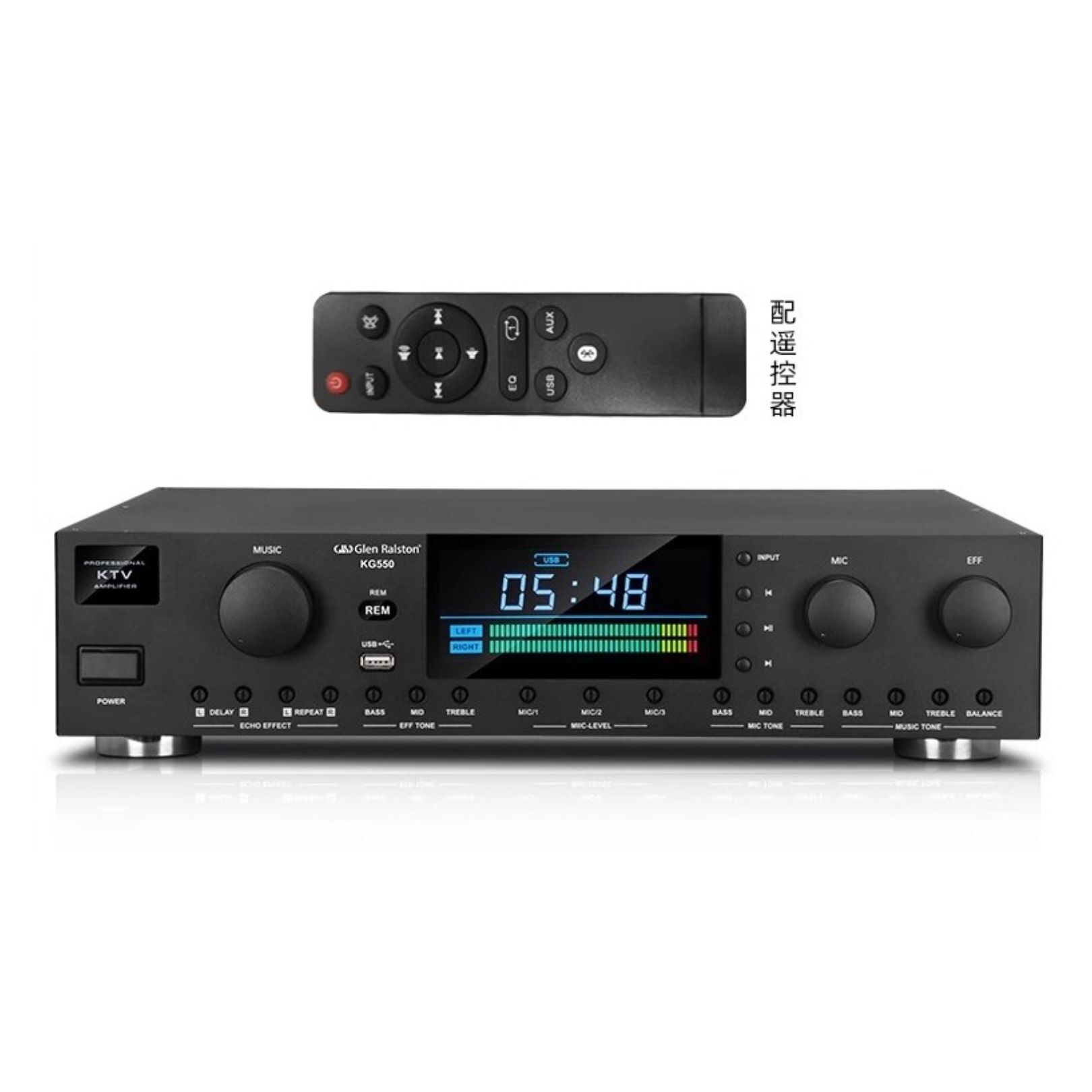 Glen Ralston KG550 防嘯叫前級2頻道550W藍芽擴音機