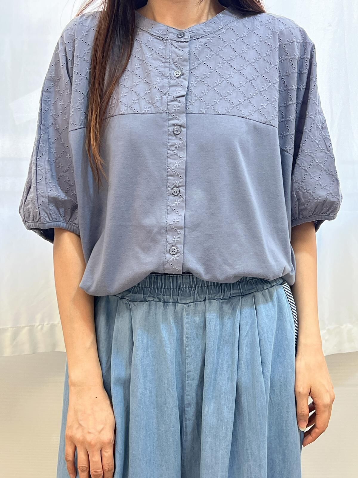 IE花拼雪紡TOP (紫)