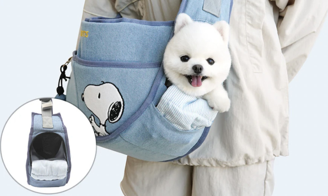 史努比經典單寧寵物外出半月包