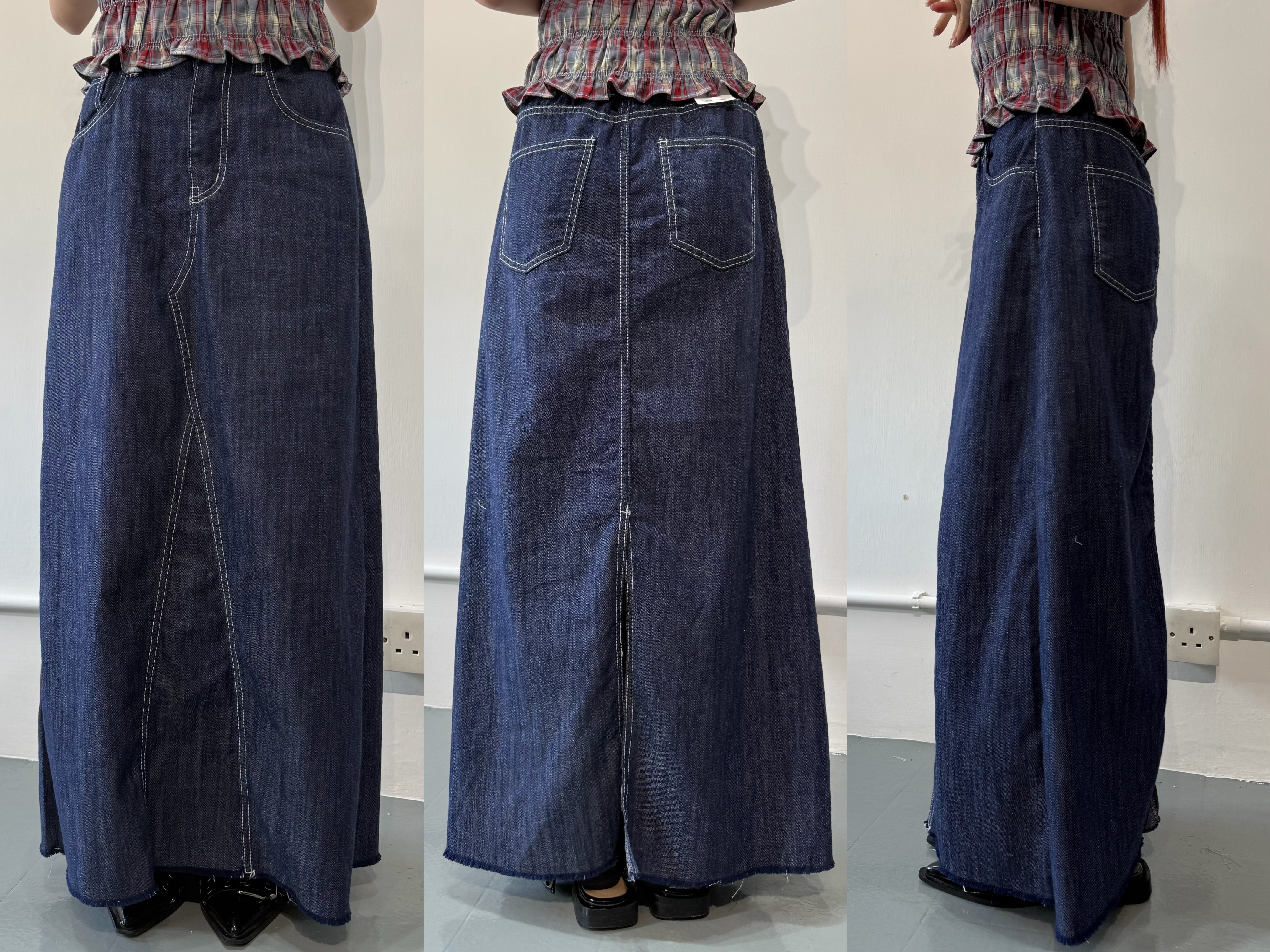 S-3XL!!!!百搭明線軟牛仔裙