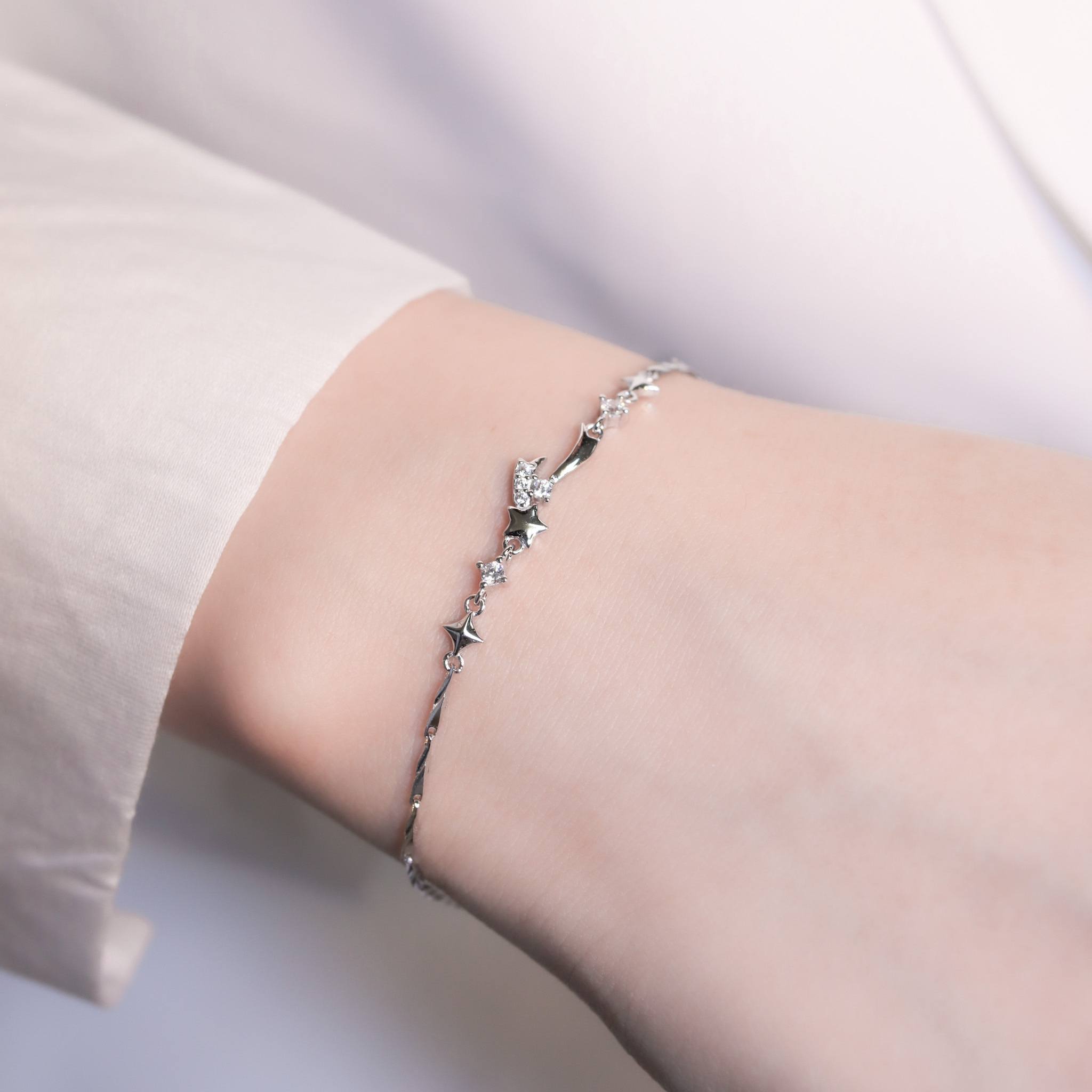 | 925純銀・白金 | 流星願日記軟手鐲 | BR1365 |