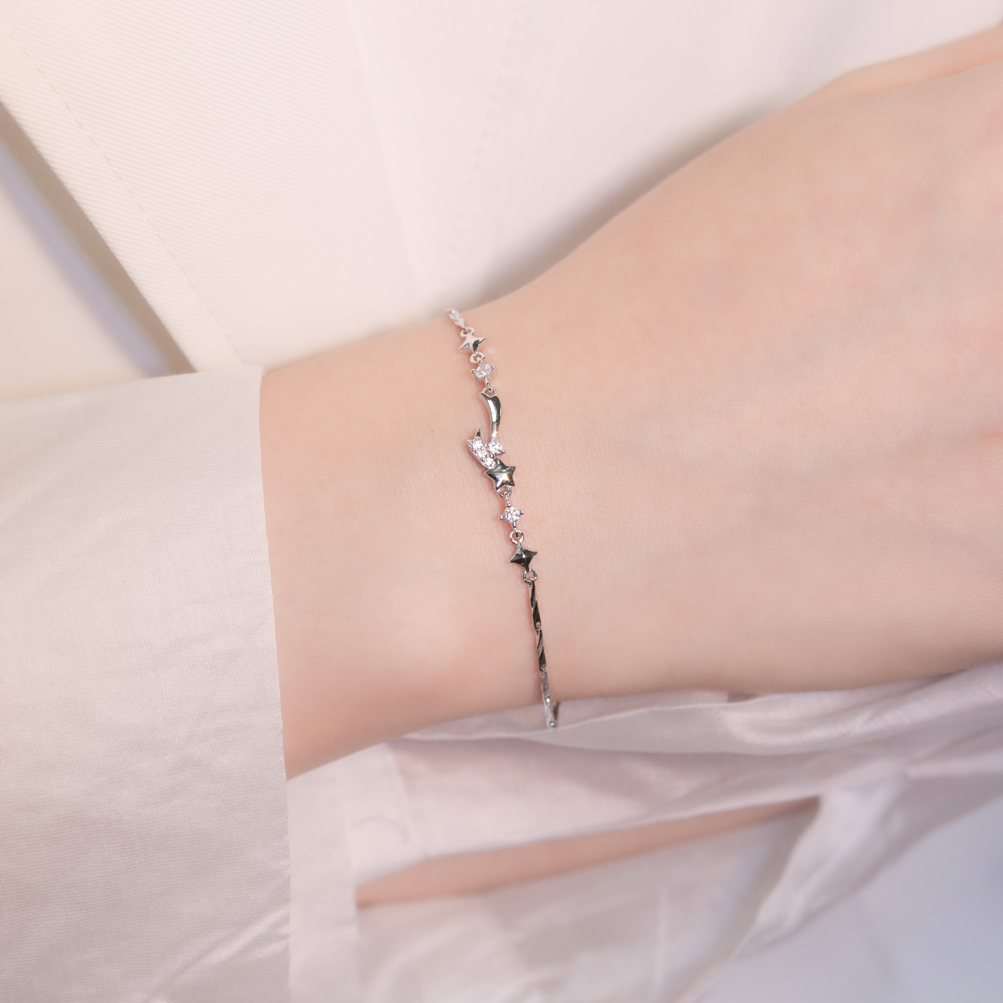 | 925純銀・白金 | 流星願日記軟手鐲 | BR1365 |