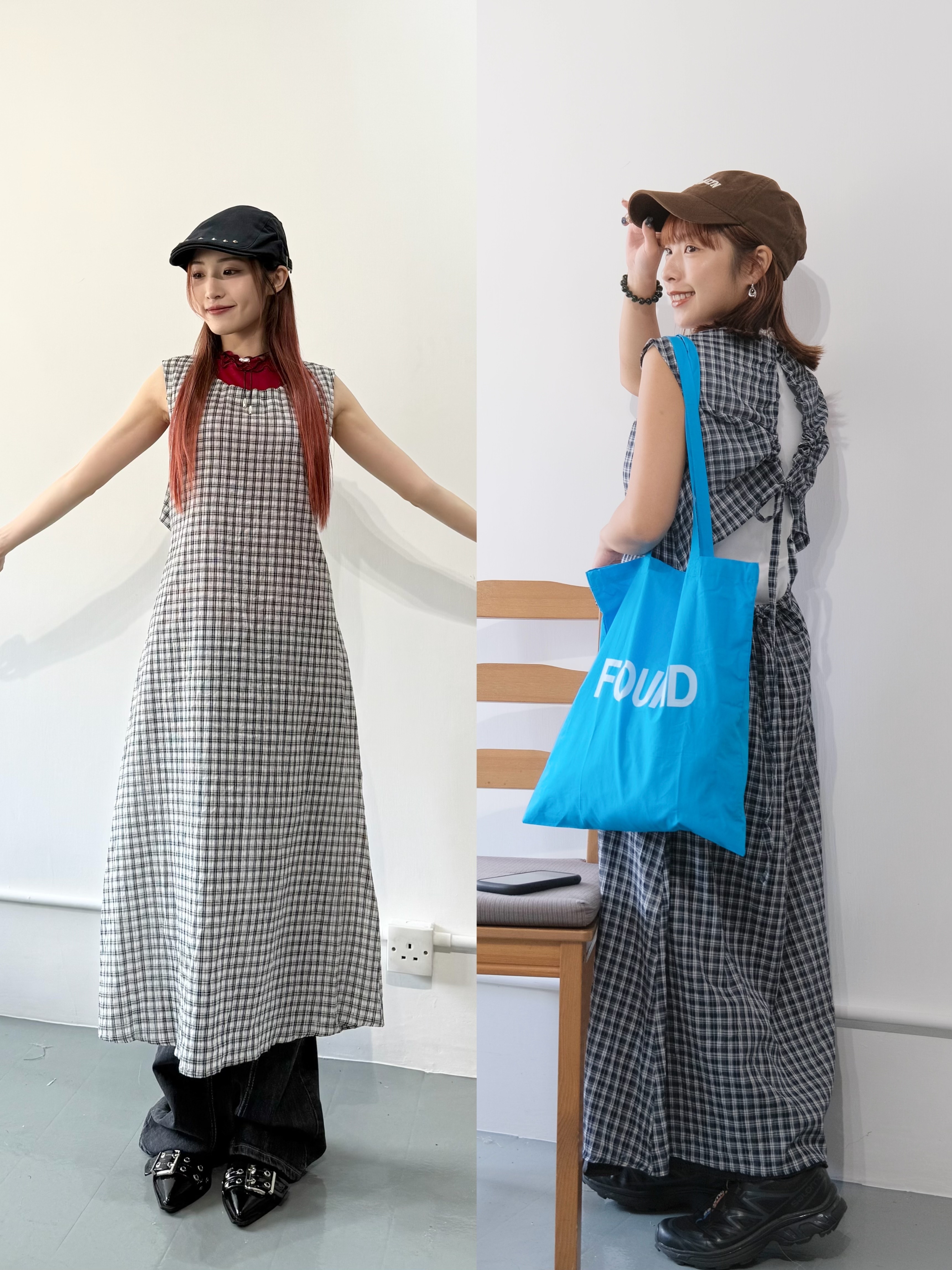 棉麻格仔亮點背顯瘦ops