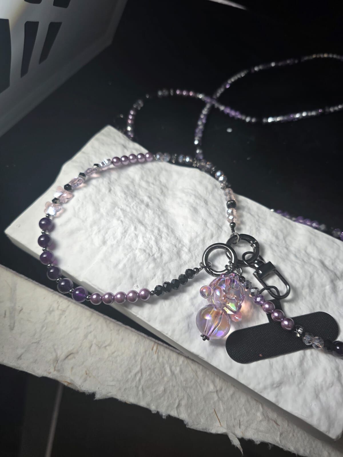 紫晶三用手機繩 (紫晶x工藝珠)