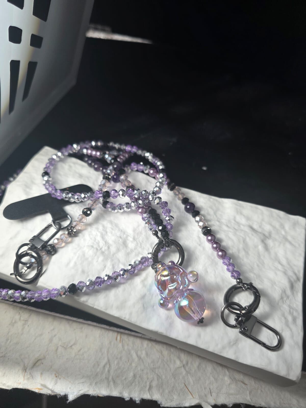 紫晶三用手機繩 (紫晶x工藝珠)