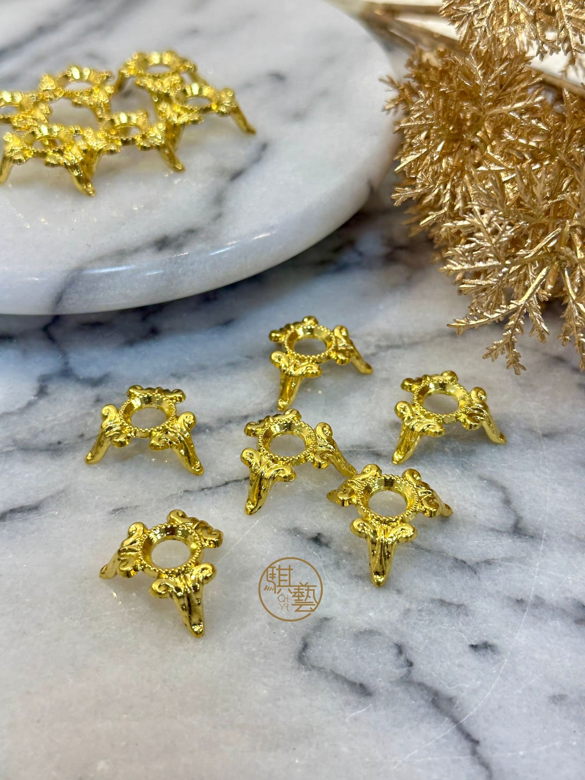 迷你復古金屬球架｜黃銅金色小型水晶球支架｜穩固展示水晶擺設