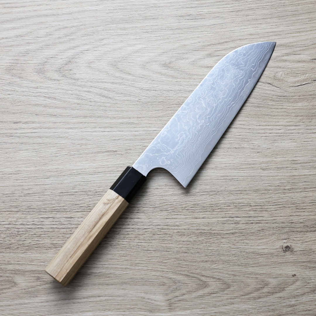 松原周 三德刀 180mm SG2粉末HSS鋼 大馬士革