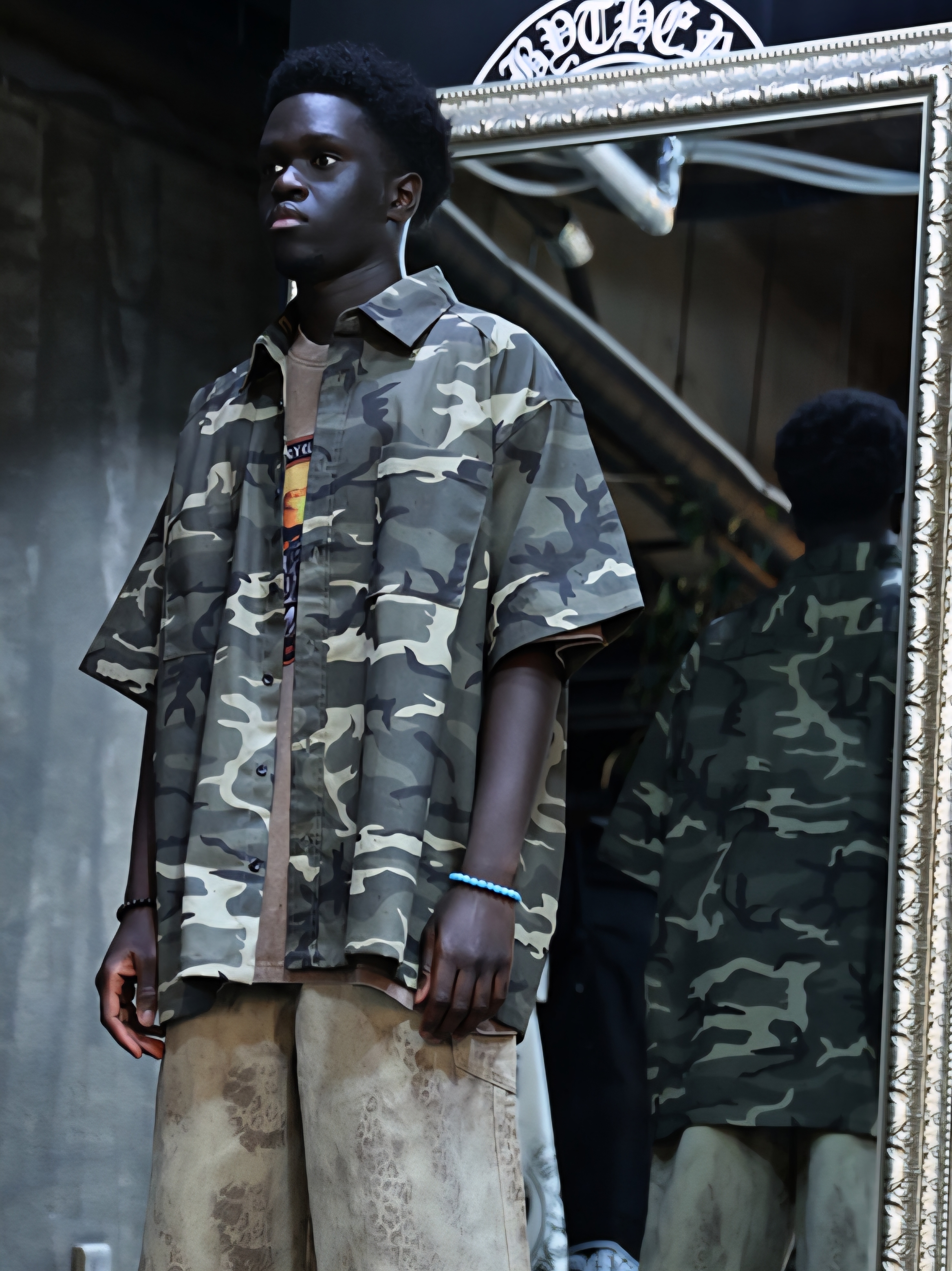 迷彩 Overfit 短袖襯衫