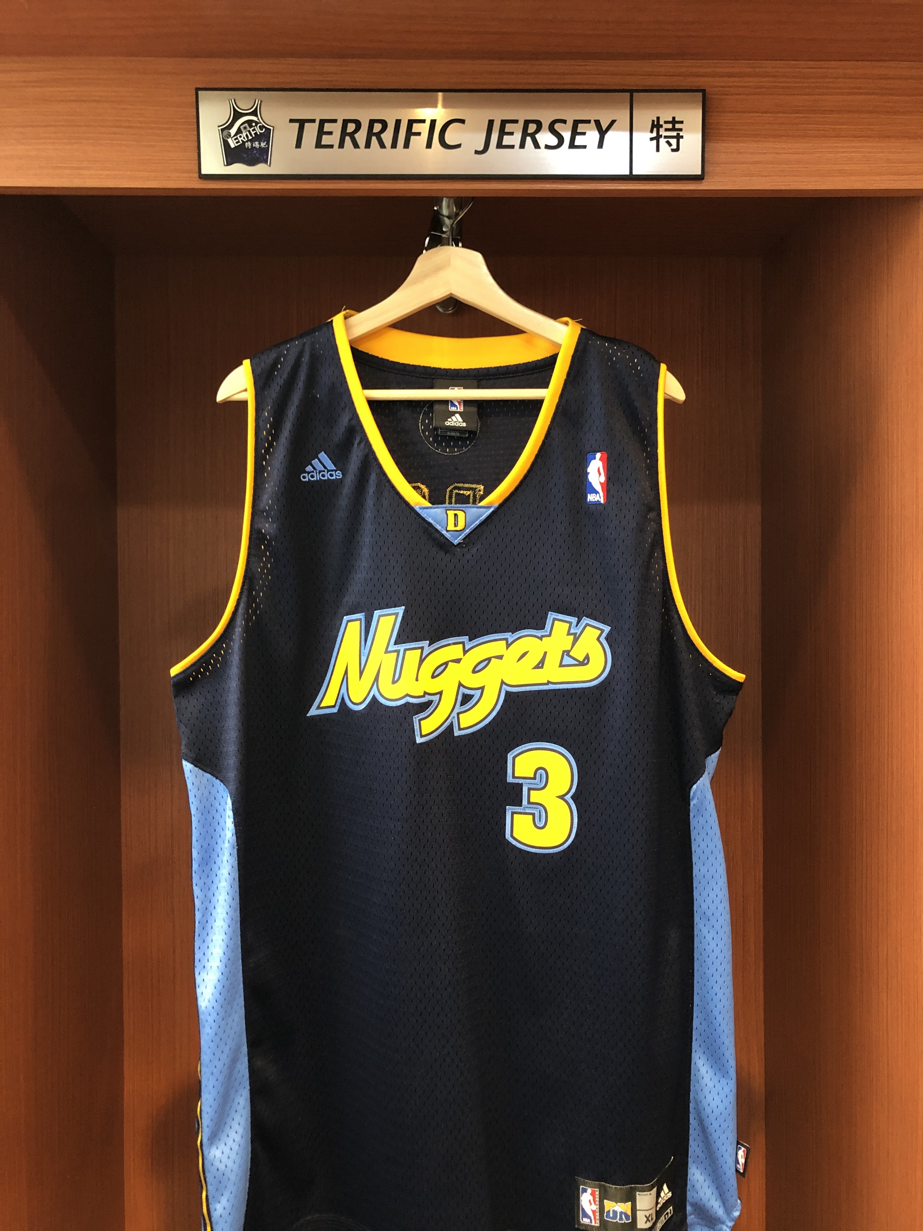 NBA球衣 二手 Allen Iverson 丹佛金塊 客場深藍 Adidas Swingman 球迷版 電繡 衣況如圖 請詳細參閱