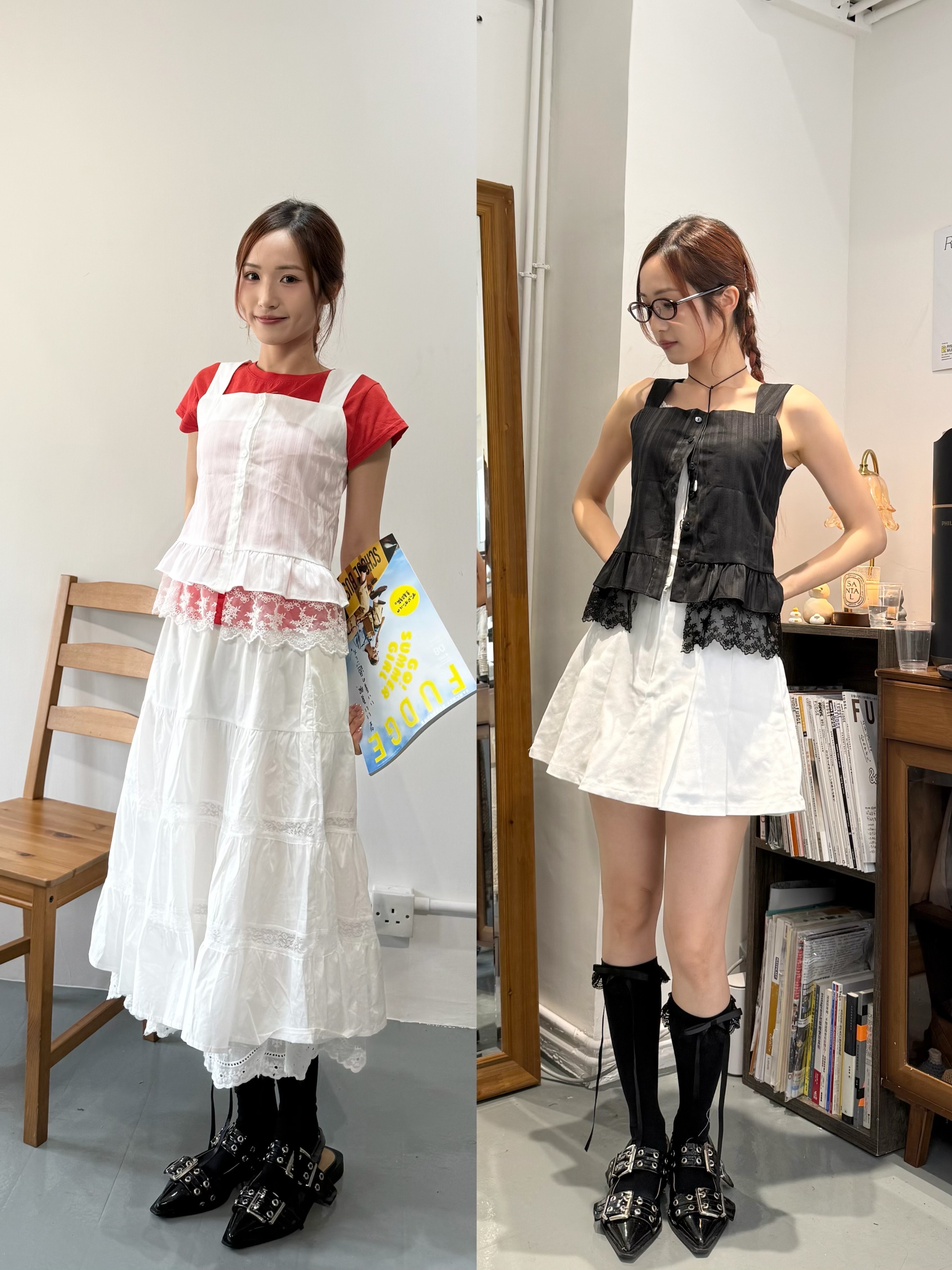 暗直紋lace粗大背心