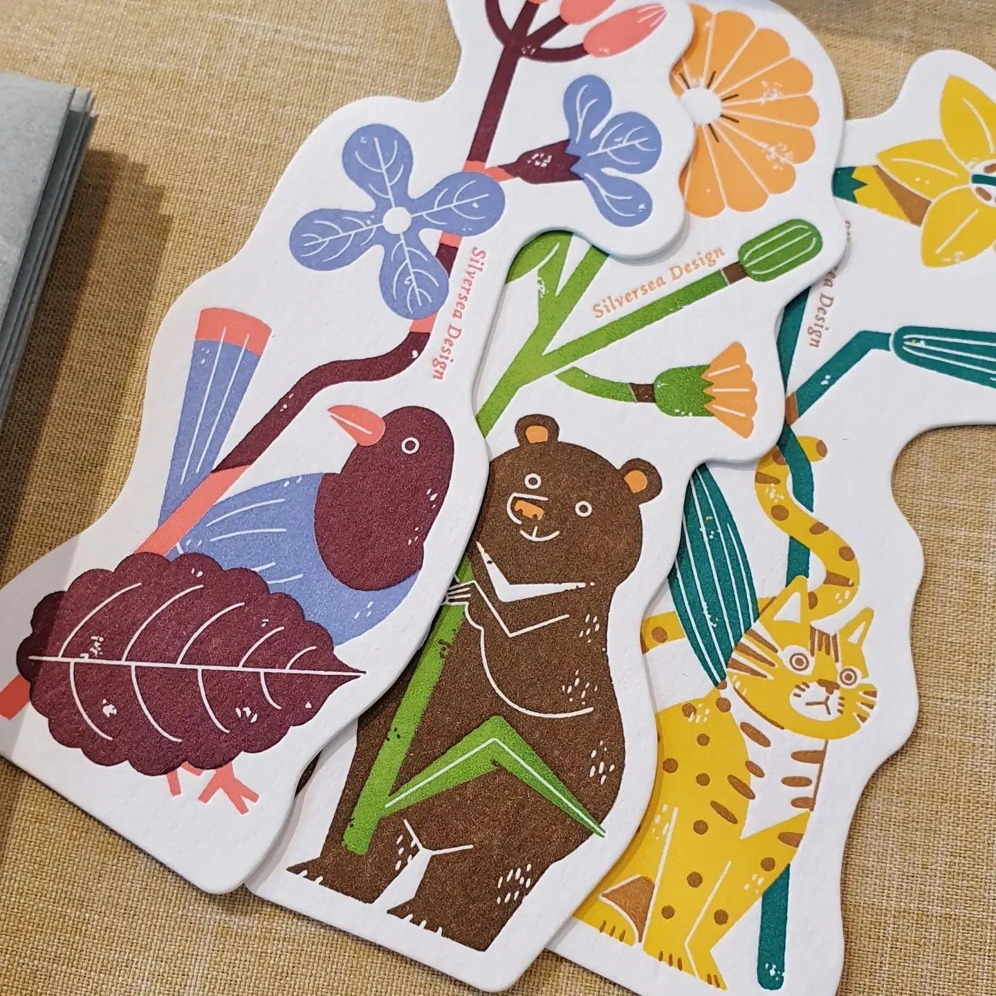 銀海設計．台灣動物與花 活版印刷書籤 共三款