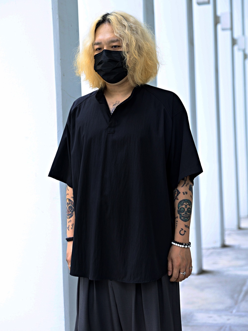 亨利領套頭短袖襯衫