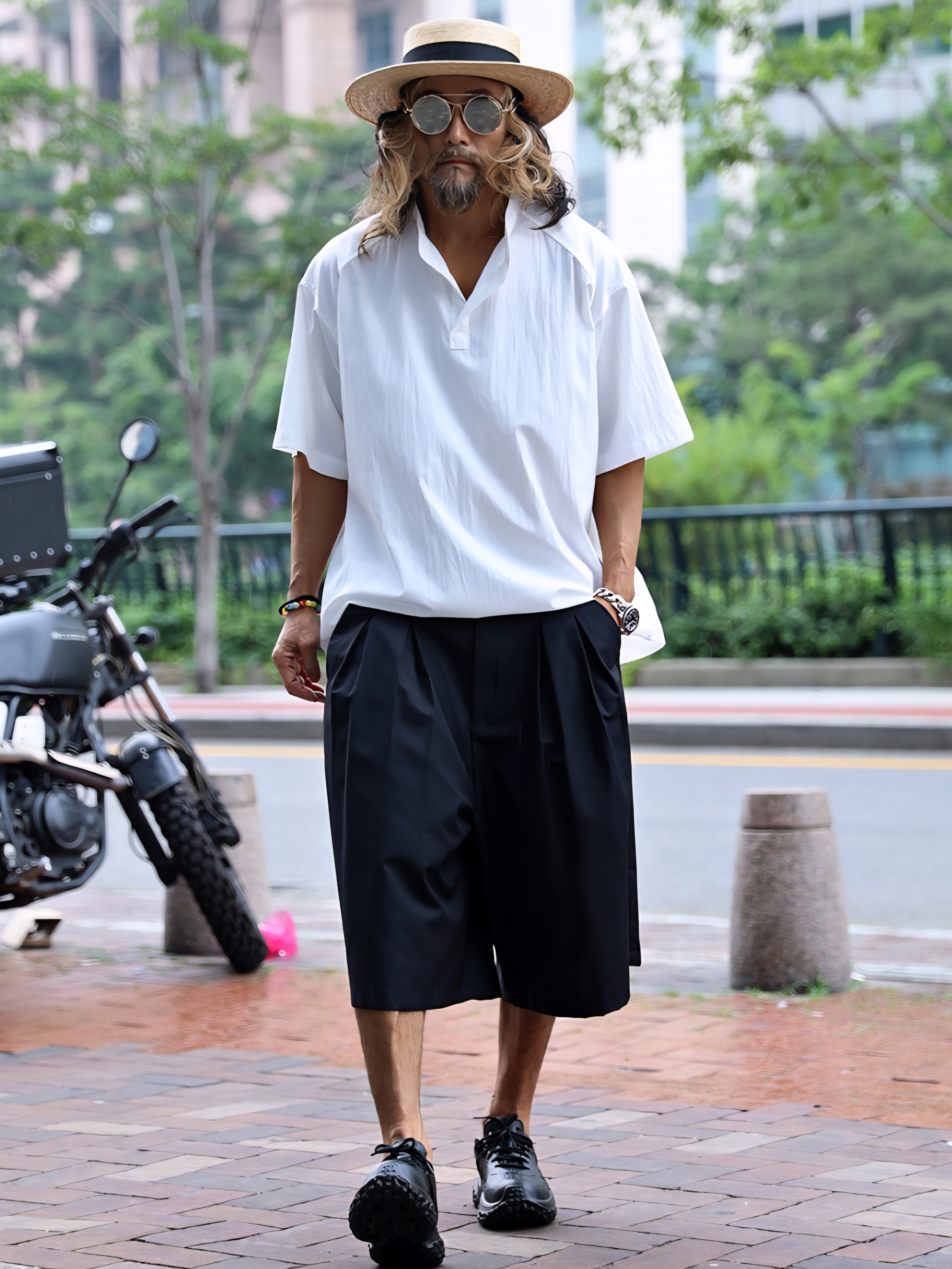 雙寬褶西裝短褲