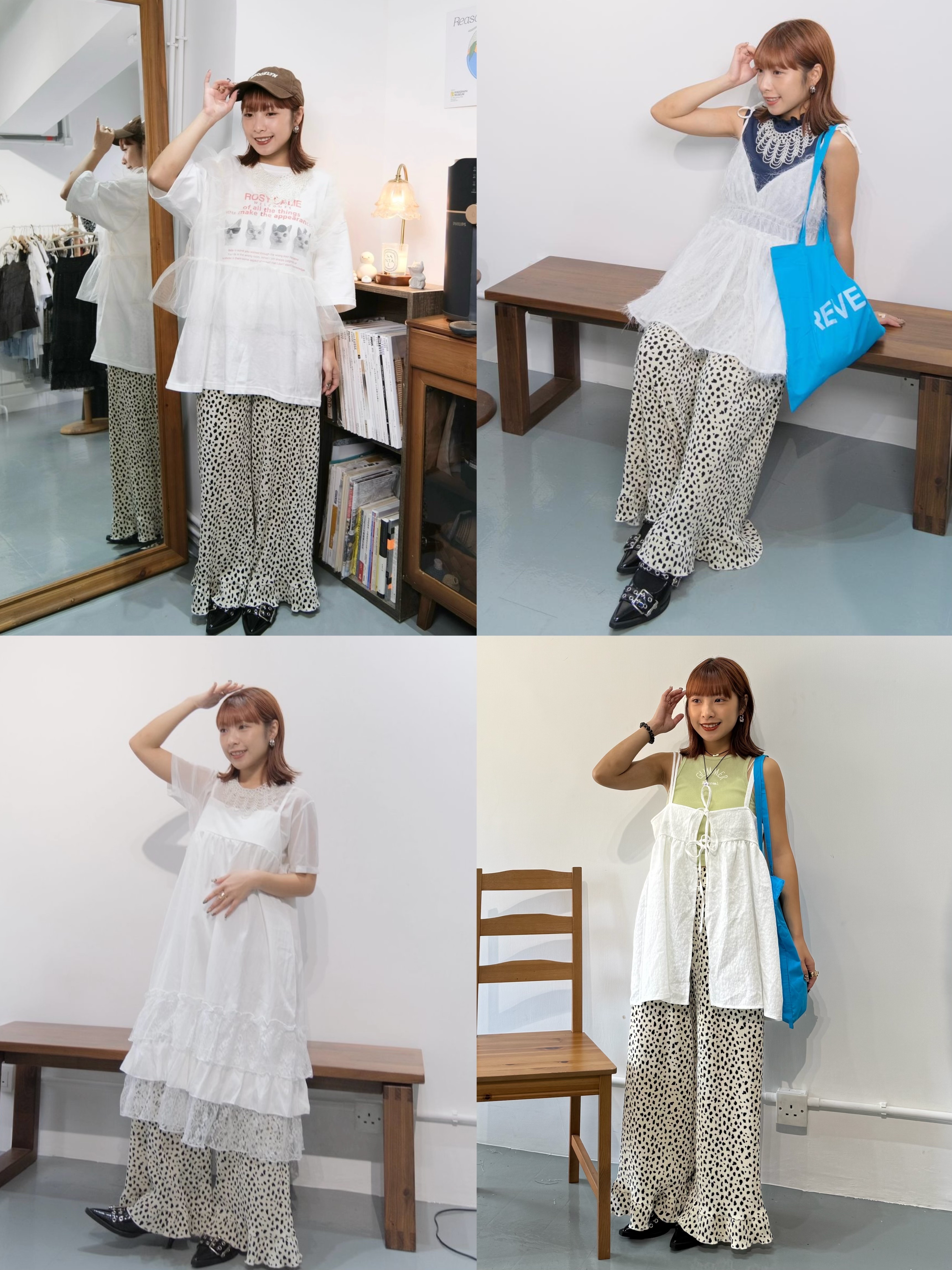 [現貨]Vol.128 日系牛奶點點ruffle pants