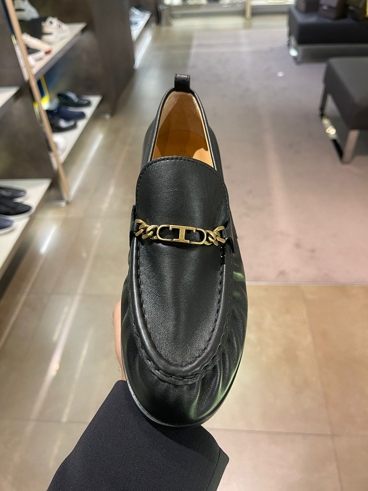 Tods Shoes XXW02 T metal strap Leather Loaders Black