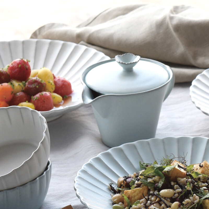 水色 Hana 花形陶瓷茶壺280ml｜日本瀨戶燒