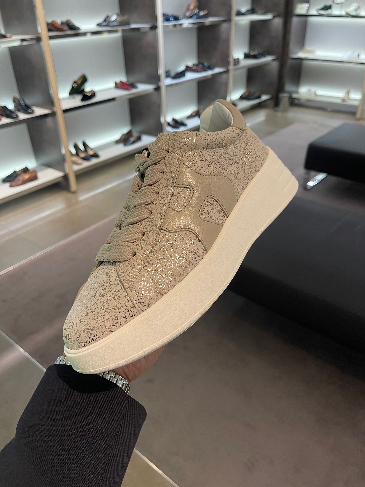 Tods Hogan HXW562 champagne gold women Sneaker