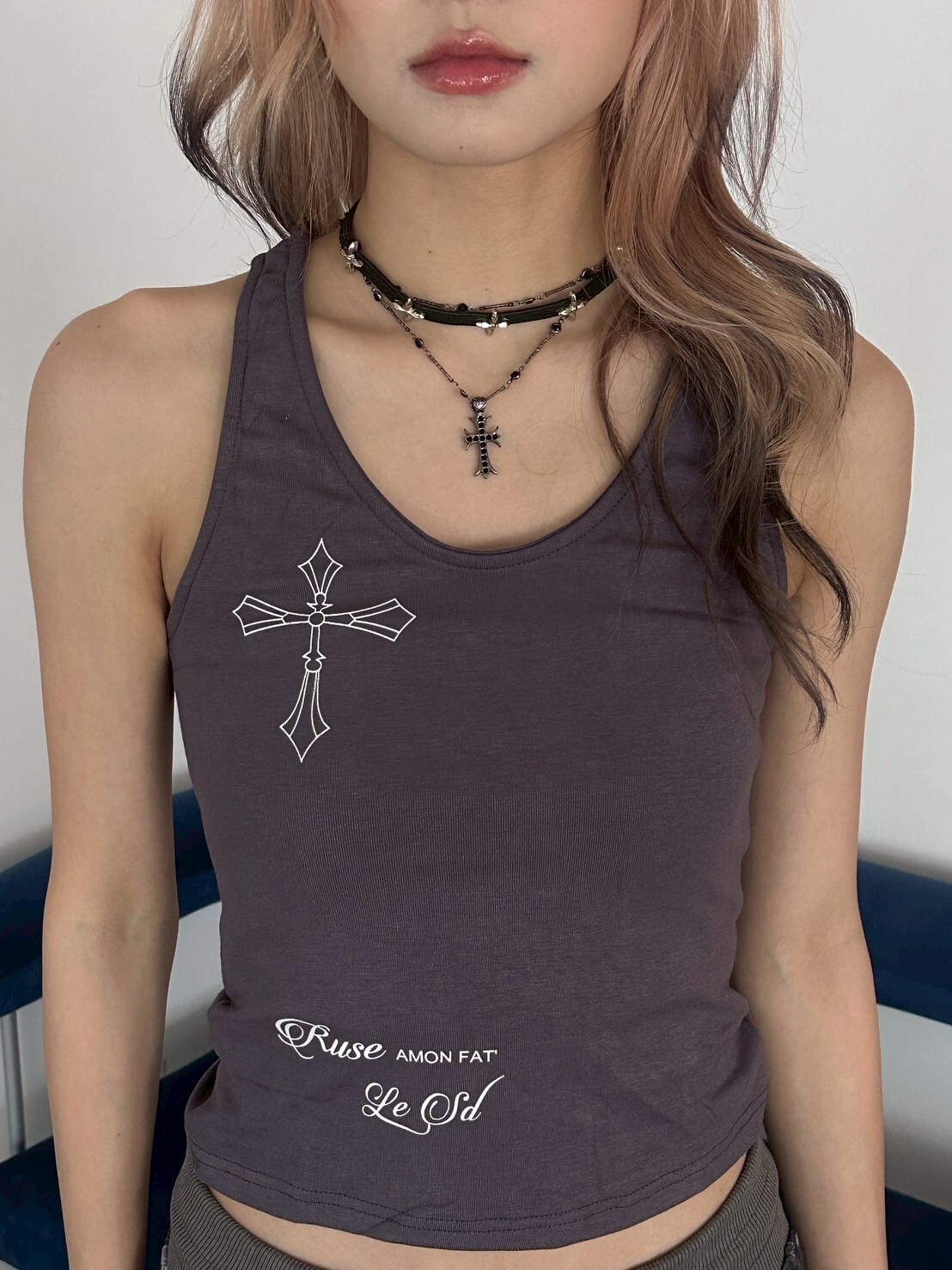 黑色十字元素🎚️兩件套疊帶choker項鍊