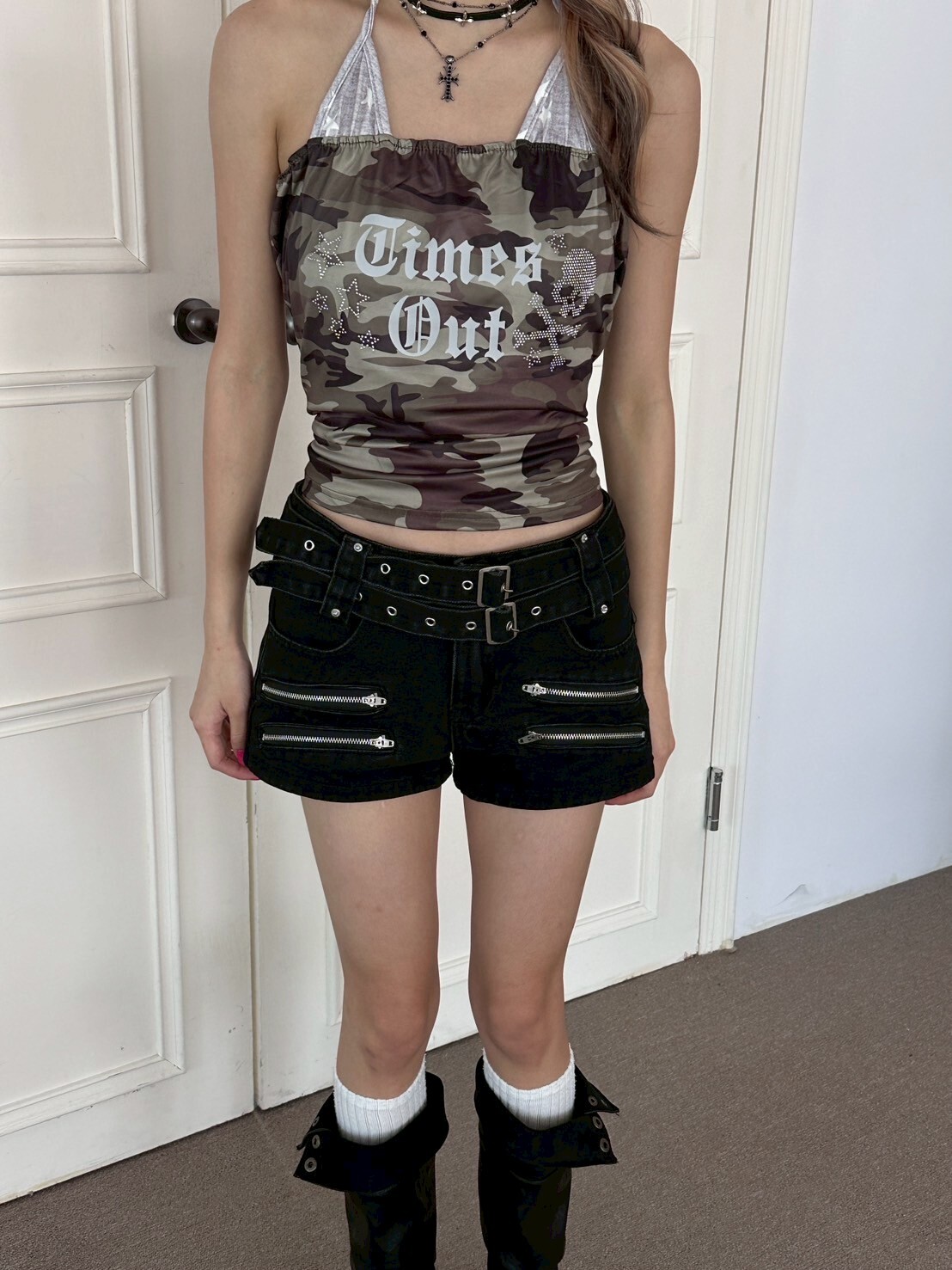 機能特務🕵🏻‍♀️ 金屬拉鍊腰帶牛仔短褲