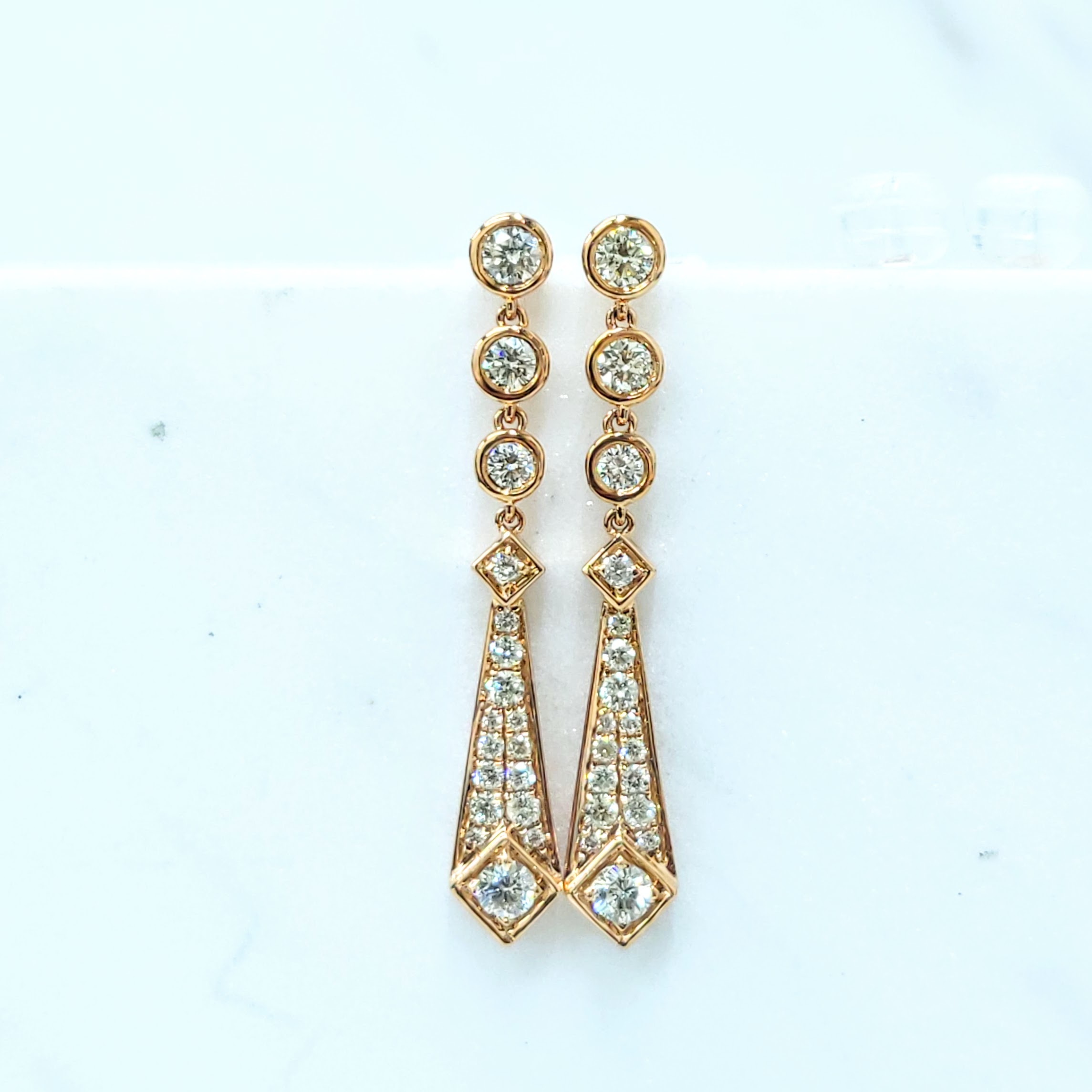 18K Rose Gold 0.53ct Diamond Dropped Earrings