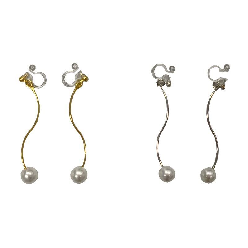 耳飾/波浪珍珠風