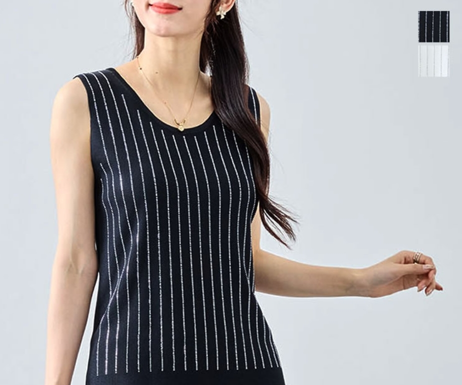 A5003-亮鑽直條紋背心