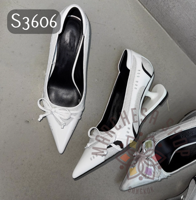 S3606 - 頭層羊皮拼網紗運動款鏤空高踭鞋