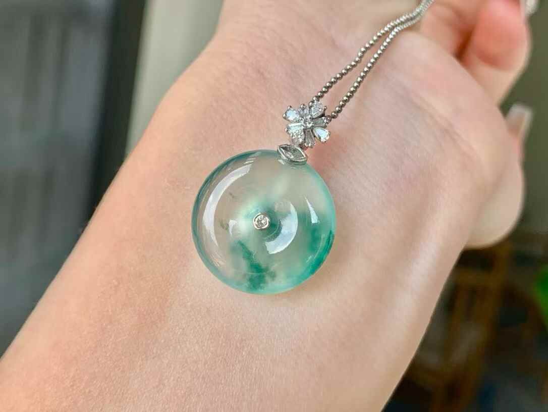 翡翠平安扣吊墜 (18.6mm直徑),天然翡翠A玉, 緬甸玉, Jade, Jadeite