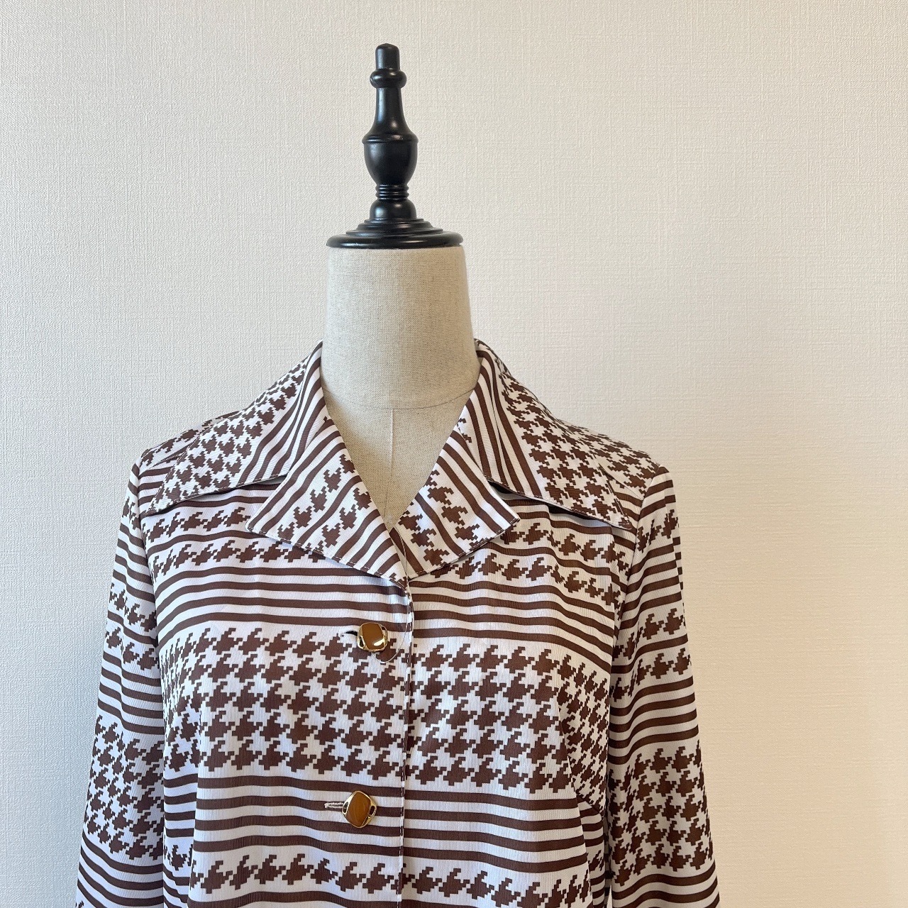 啡色橫間條紋古著上衣