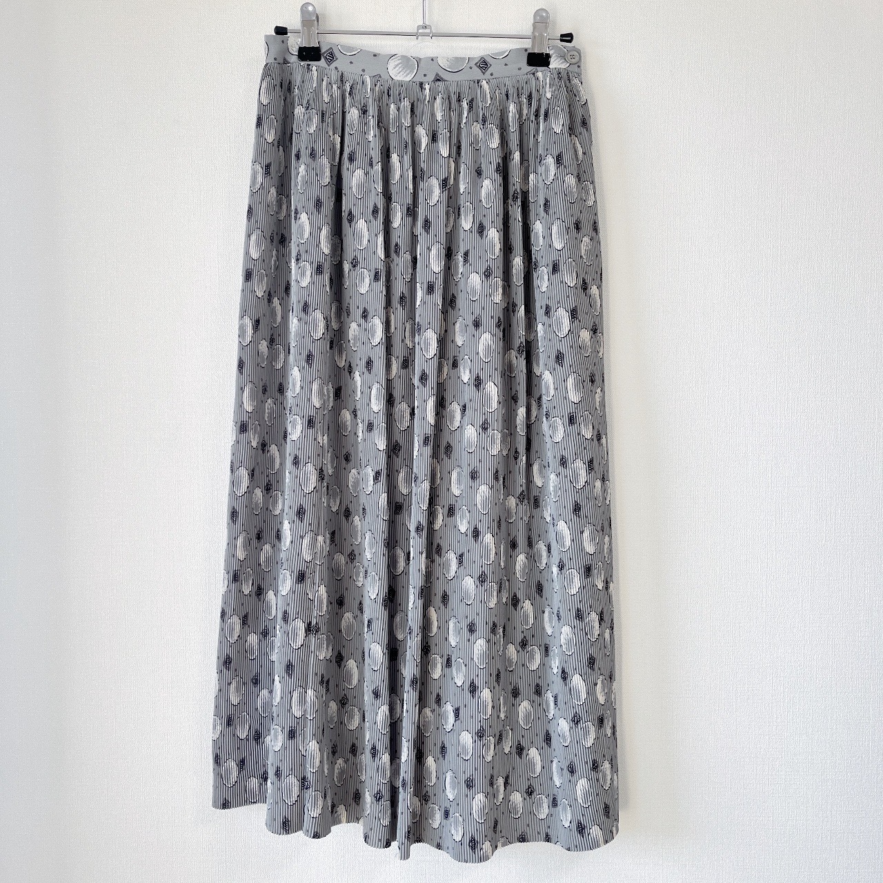灰色氣泡圖案百摺裙